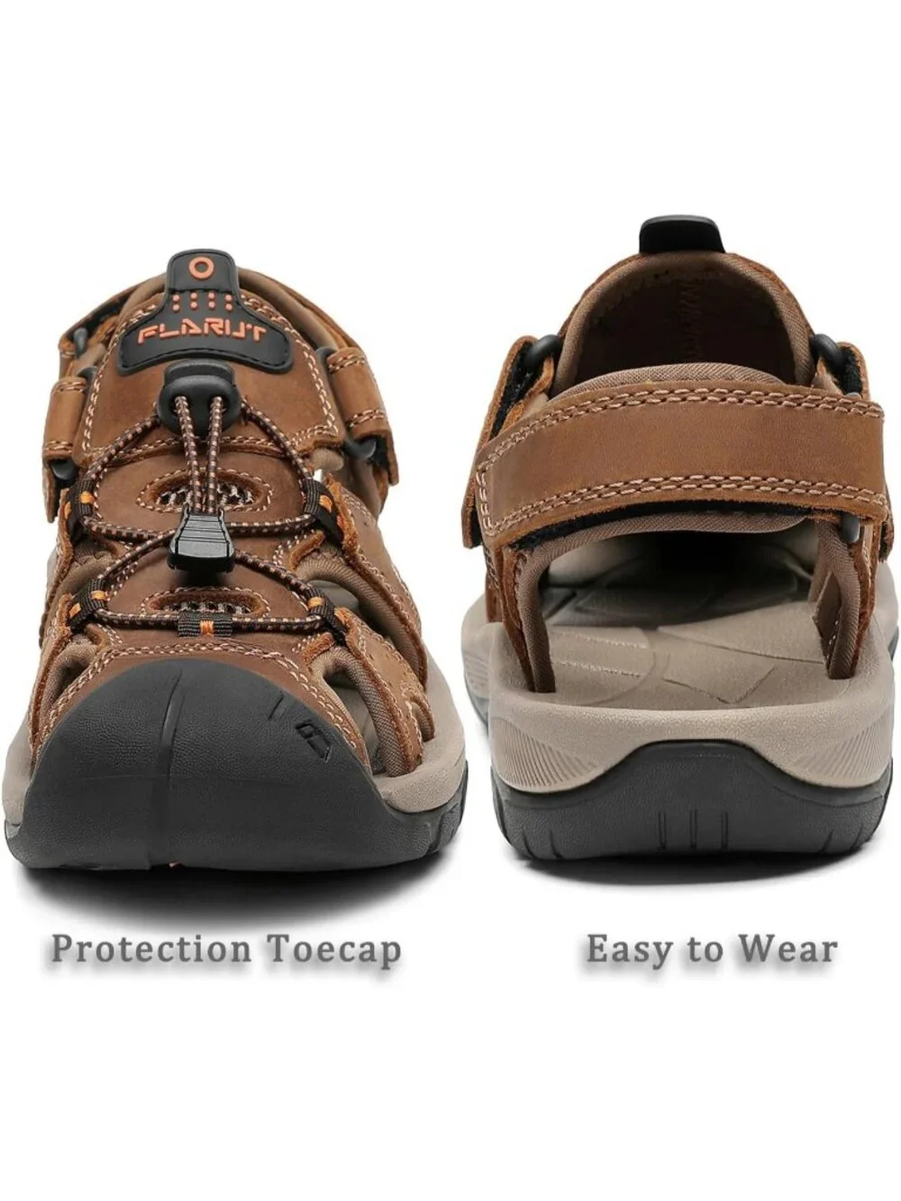 Mens Brown Closed Toe Leather Athletic Outdoor Hiking Sport Casual Sandal Shoes